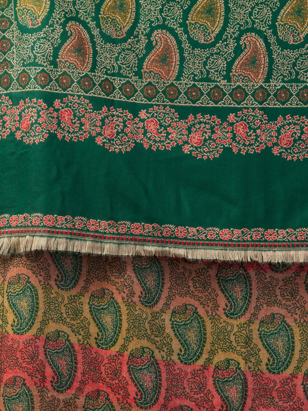 Tweedle Women’s Jamawar Paisley Design Woolen Shawl / Stole for Winters - Green(40 x 80 inches)