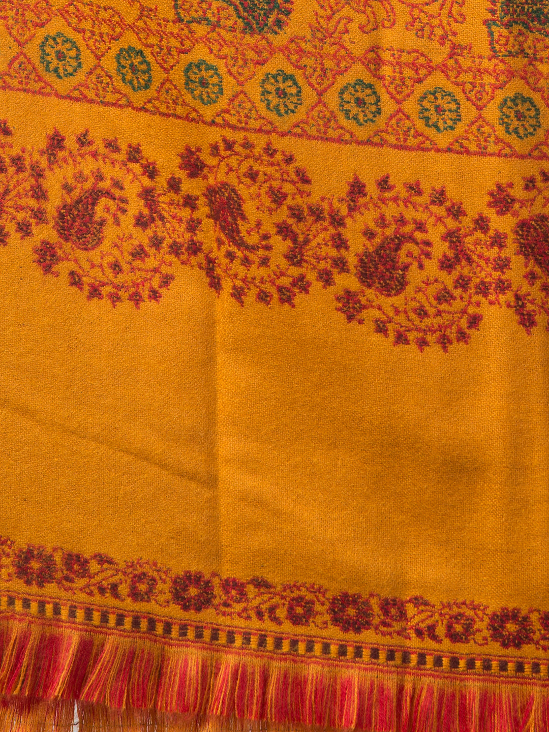 Tweedle Women’s Jamawar Paisley Design Woolen Shawl / Stole for Winters - Mustard (40 x 80 inches)