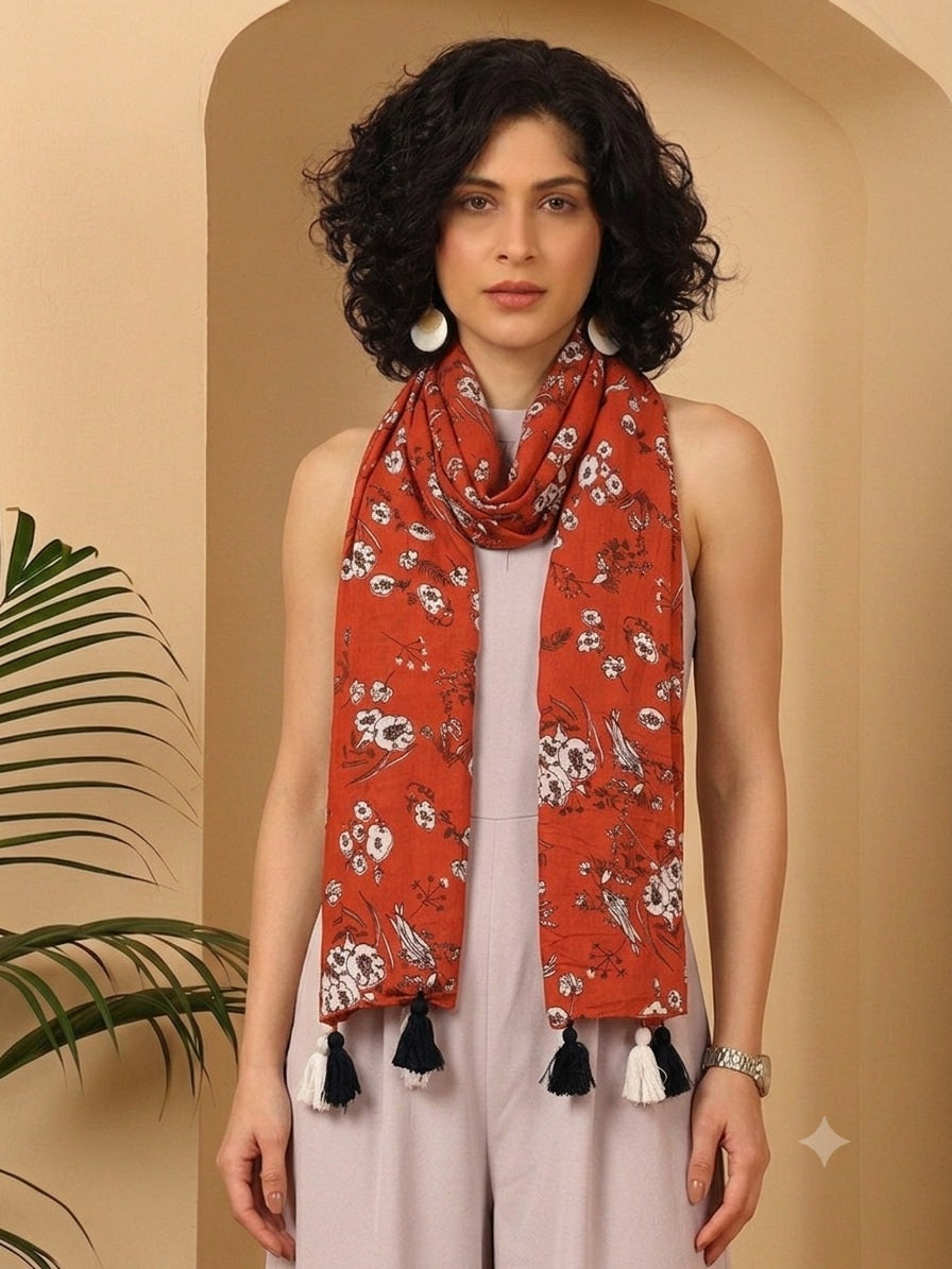 Pure cotton summer scarf orange