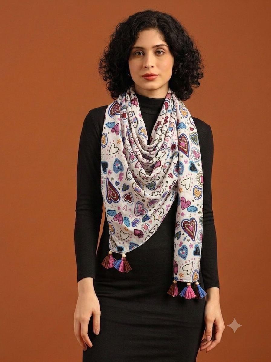 100% Pure cotton stole with tassels 