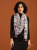 100% Pure cotton stole with tassels blavk