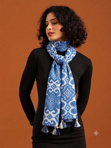 Tweedle Pure Cotton Summer Scarf for Women, Printed, Breathable, Lightweight Stole for Sun and Wind Protection (55 cm x 210 cm)