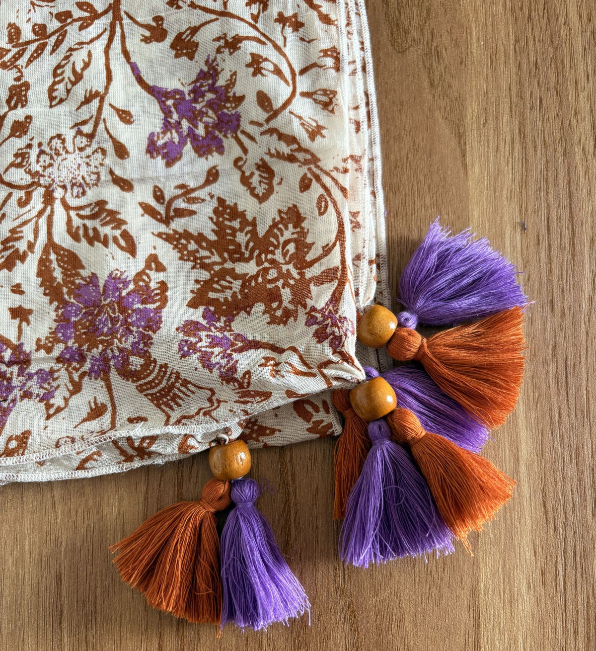 100% Pure cotton stole with tassels  beige